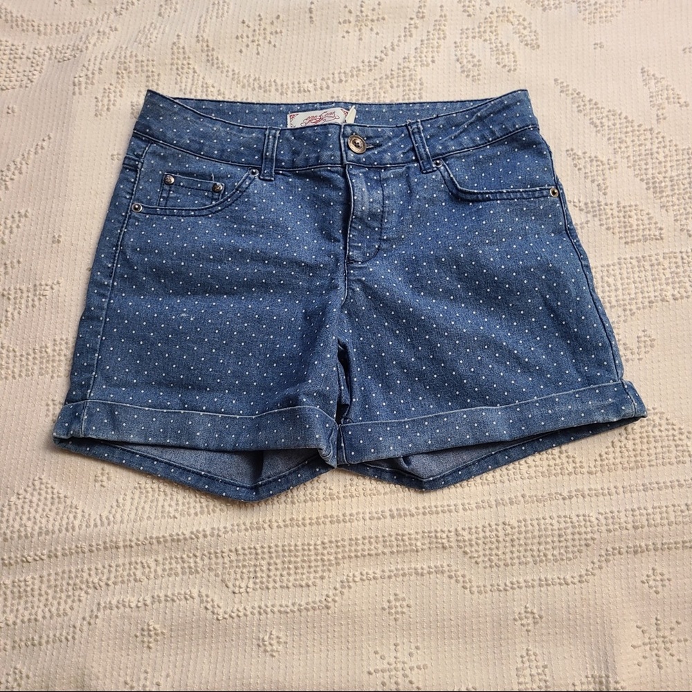 Women’s Polka Dot Denim Mid Rise Shorts